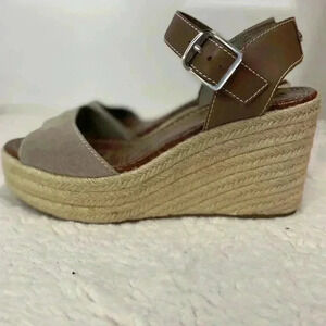 Sam Edelman Women’s Platform Wedge Espadrille Sandals Beige Buckle Size 9.5